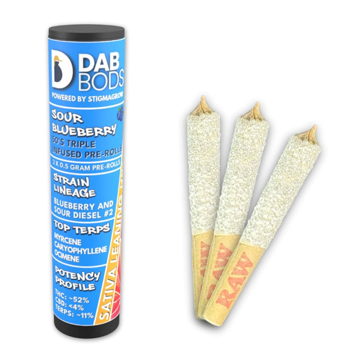 Sour Blueberry 50's+ 3 x 0.5g Triple Infused PreRolls