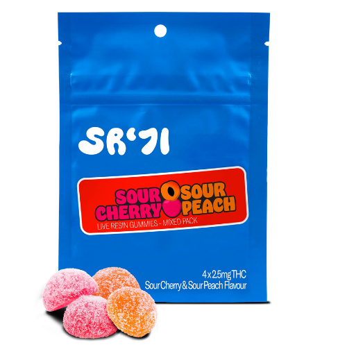 Mixed Sour Cherry and Peach Live Resin Soft Chews