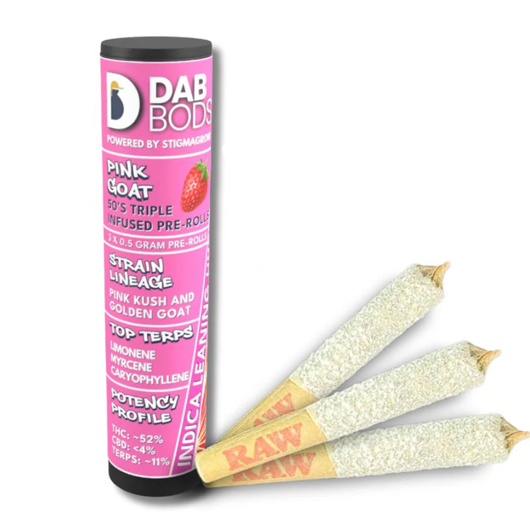 pink GOAT 50's+ 3 x 0.5g Triple Infused PreRolls