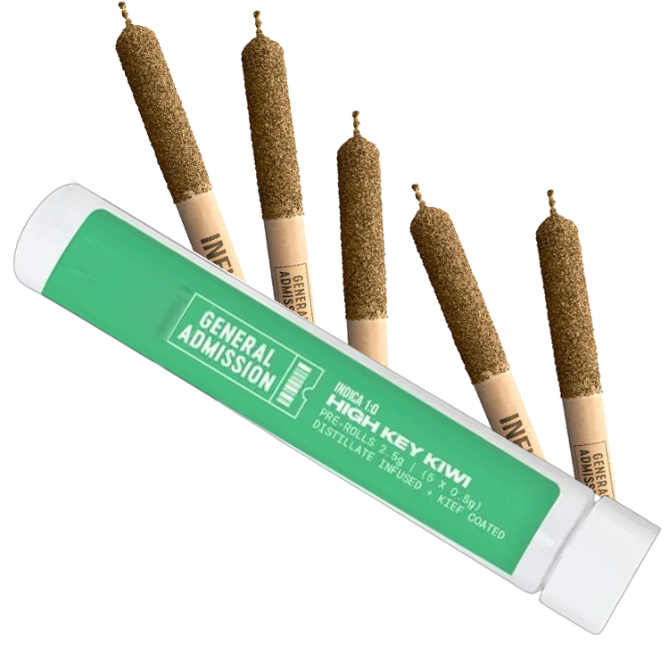 High Key Kiwi 5 x 0.5g Distillate Infused PreRolls